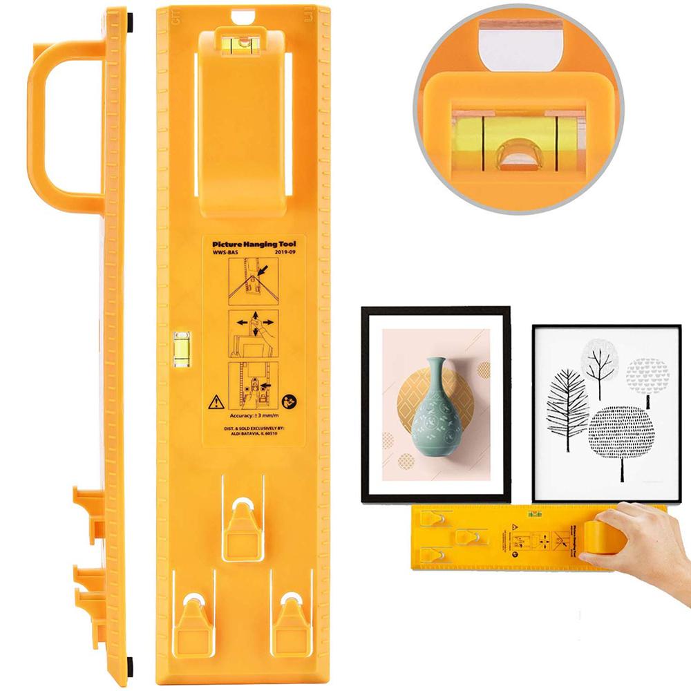 Picture Hanging Tool, Picture Hanger Kit with Level Ruler and Marking Nail,  Wall Hanging Kit Suitable for Photo Frames, Mirrors, Clocks, Artwork 