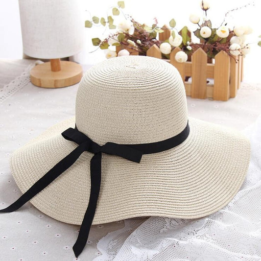 Summer Straw Hat Women Big Wide Brim Beach Hat Sun Hat Foldable Sun Block UV protection panama hat