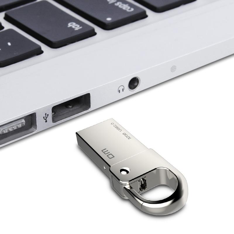 DM PD027 8G 16G 32GB USB Flash Drive Metal Pen Drive Key Ring Waterproof USB Stick Pendrive Flash Drive Metal