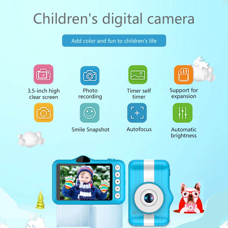 Child Camera Digital Camera 3.5 inch Cute Cartoon Camera Toys Children Gift 12MP 1080P Photo Video Camera For Kids