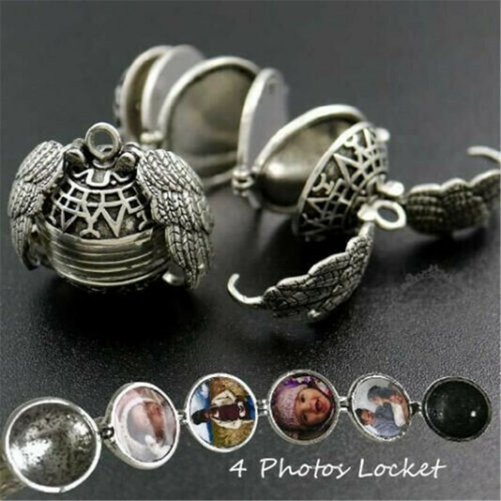 Expanding Photo Locket Necklace Pendant Angel Wings Gift Jewelry Decoration