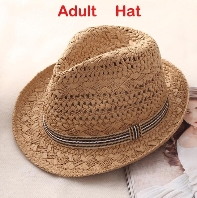Summer Straw Hat For Women Weaving Sweet Retro Kid Sun Hat Beach Panama Parent-child Hat Chapeu Feminino Fedoras Girl Straw Hat