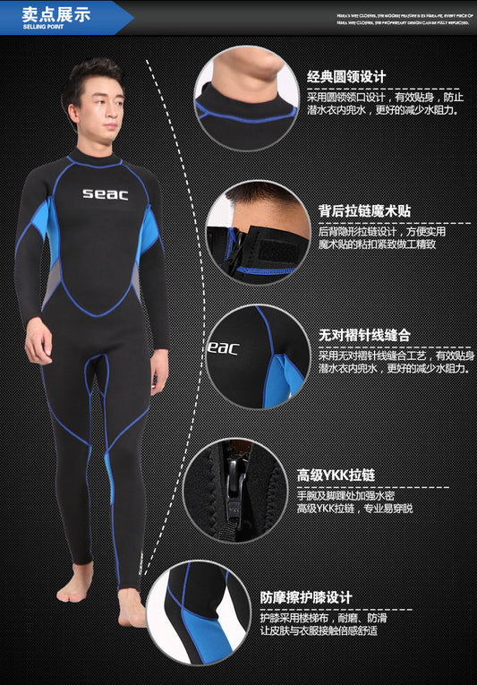 Men Women 2.5MM Neoprene Diving Suit One Piece Full Body Clothes Anit Jellyfish Snorkeling Swimming Suit