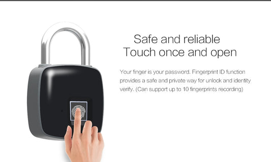 IP65 Waterproof Classic padlock Smart Fingerprint security electronic backpack luggage cabinet door lock
