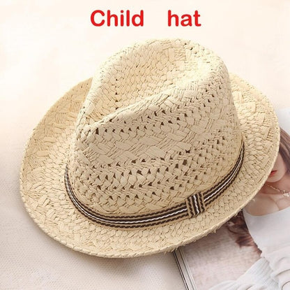 Summer Straw Hat For Women Weaving Sweet Retro Kid Sun Hat Beach Panama Parent-child Hat Chapeu Feminino Fedoras Girl Straw Hat