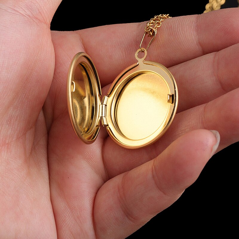 Stainless Steel Circular Locket Pendants For Women Men Openable Photo Frame Glossy Stainless Steel Necklaces