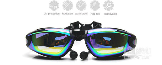 Men Women Swim Glasses Anti Fog UV Protection Swim Eyewear Waterproof Adult Swim Goggles With Earplug